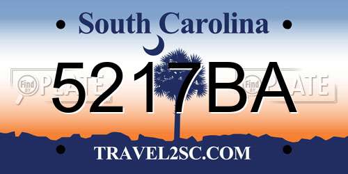 5217BA South Carolina License Plate