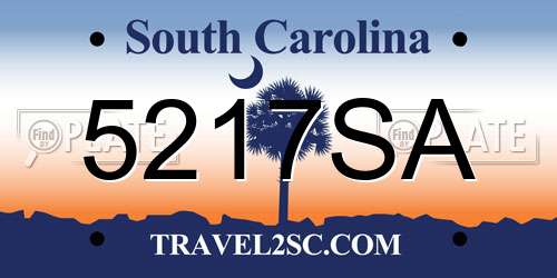5217SA South Carolina License Plate