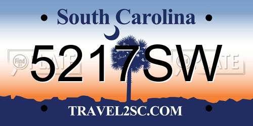 5217SW South Carolina License Plate