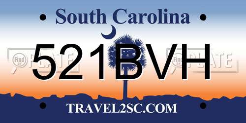 521BVH South Carolina License Plate