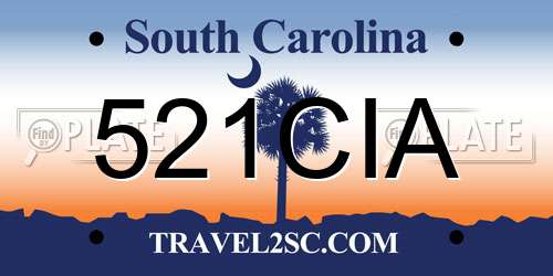 521CIA South Carolina License Plate