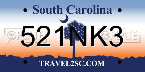 521NK3 South Carolina License Plate