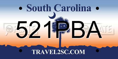 521PBA South Carolina License Plate