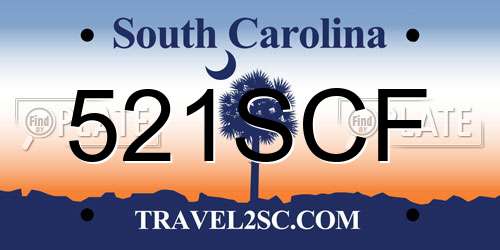 521SCF South Carolina License Plate
