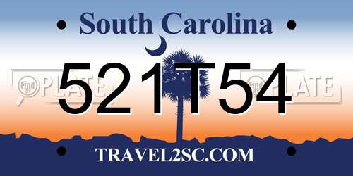 521T54 South Carolina License Plate