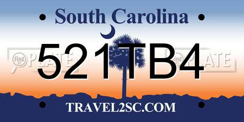 521TB4 South Carolina License Plate