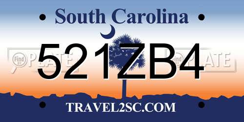 521ZB4 South Carolina License Plate