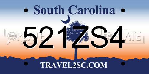 521ZS4 South Carolina License Plate