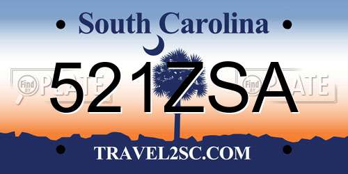 521ZSA South Carolina License Plate