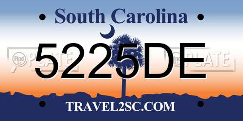 5225DE South Carolina License Plate