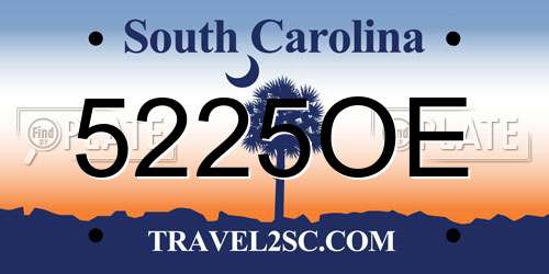 5225OE South Carolina License Plate