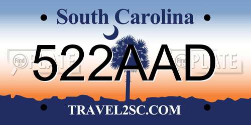 522AAD South Carolina License Plate