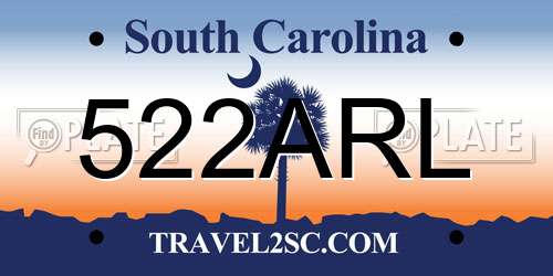 522ARL South Carolina License Plate