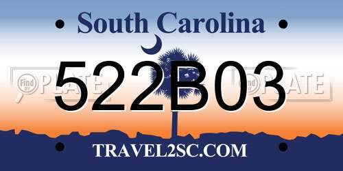 522B03 South Carolina License Plate