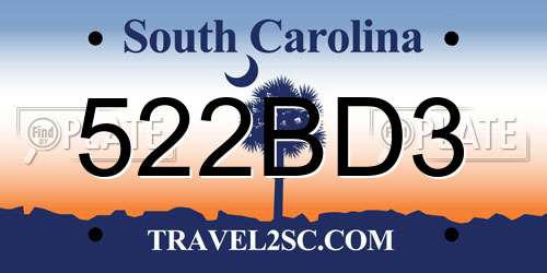 522BD3 South Carolina License Plate