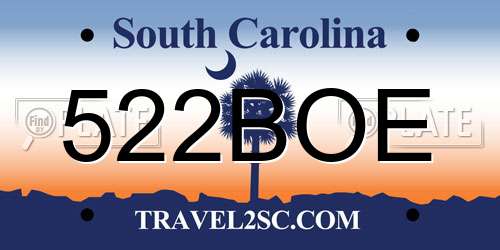 522BOE South Carolina License Plate