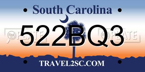 522BQ3 South Carolina License Plate
