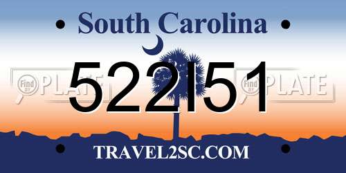 522I51 South Carolina License Plate
