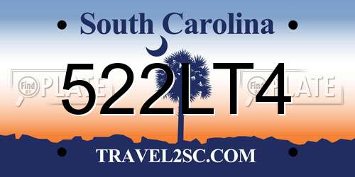 522LT4 South Carolina License Plate