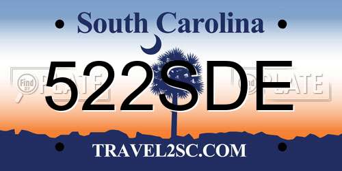 522SDE South Carolina License Plate