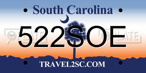 522SOE South Carolina License Plate