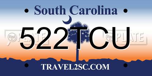 522TCU South Carolina License Plate
