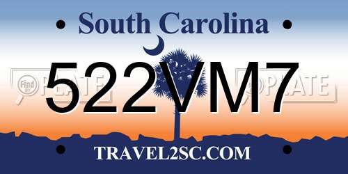 522VM7 South Carolina License Plate