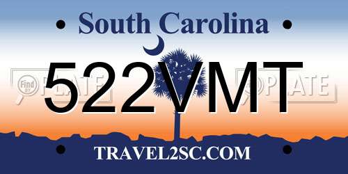 522VMT South Carolina License Plate