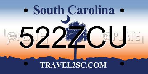 522ZCU South Carolina License Plate