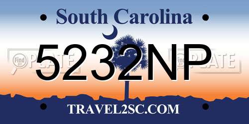 5232NP South Carolina License Plate