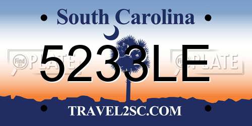 5233LE South Carolina License Plate