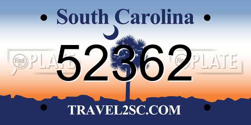 52362 South Carolina License Plate