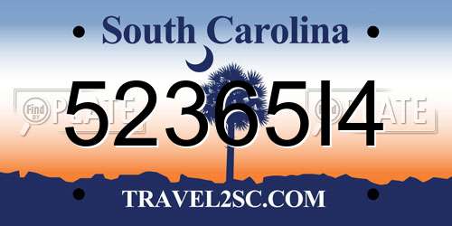 52365I4 South Carolina License Plate