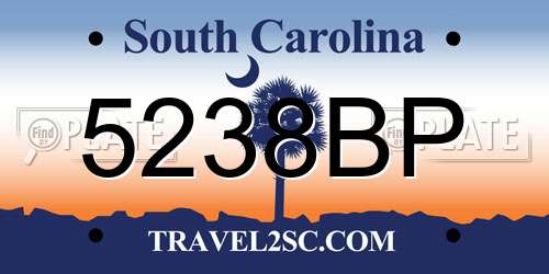 5238BP South Carolina License Plate