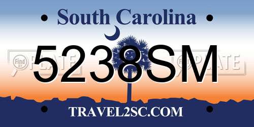 5238SM South Carolina License Plate