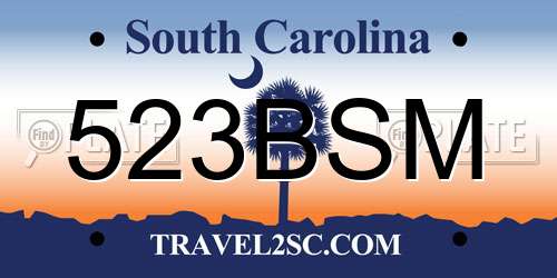 523BSM South Carolina License Plate