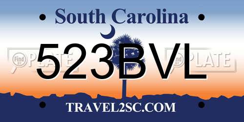523BVL South Carolina License Plate