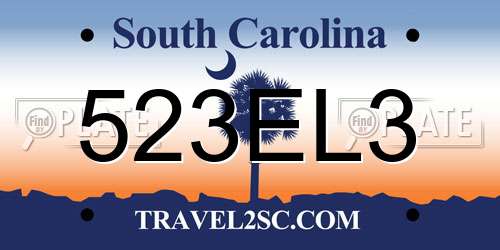 523EL3 South Carolina License Plate