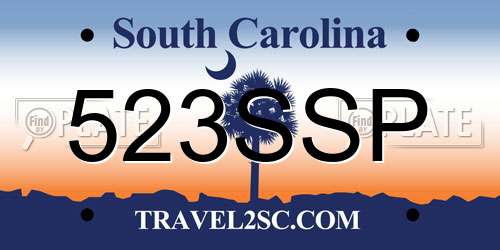 523SSP South Carolina License Plate
