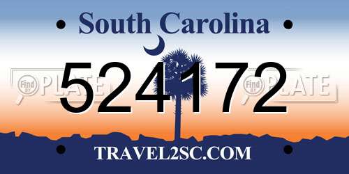 524172 South Carolina License Plate