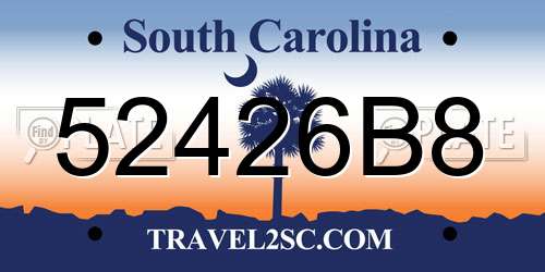 52426B8 South Carolina License Plate