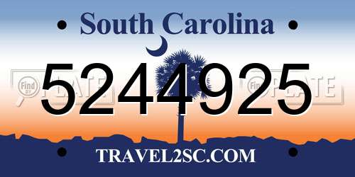 5244925 South Carolina License Plate