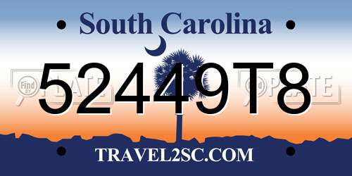 52449T8 South Carolina License Plate