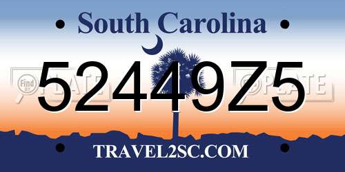 52449Z5 South Carolina License Plate