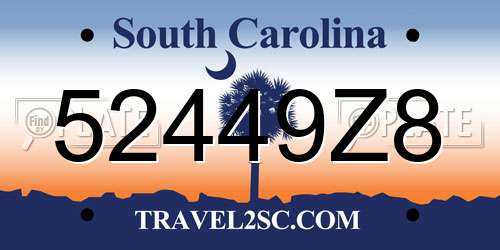 52449Z8 South Carolina License Plate