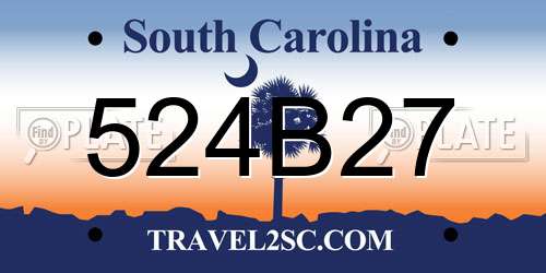 524B27 South Carolina License Plate