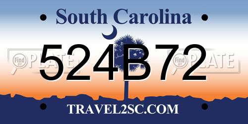 524B72 South Carolina License Plate