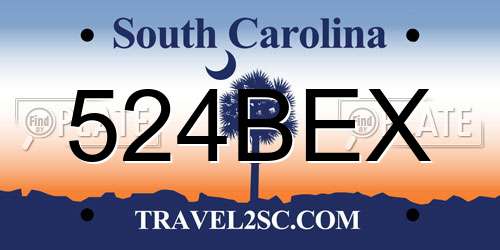 524BEX South Carolina License Plate
