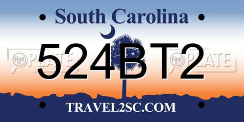 524BT2 South Carolina License Plate