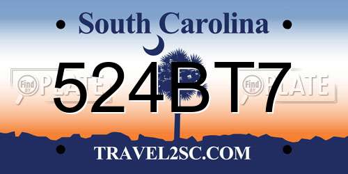 524BT7 South Carolina License Plate